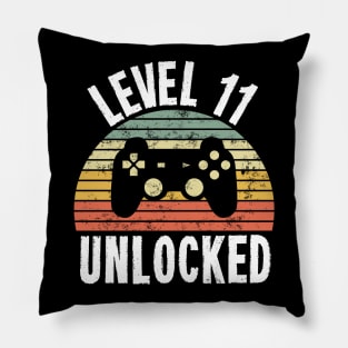 Level 11 Unlocked T-Shirt - 11th Birthday Gamer Gift - Eleventh Anniversary Gift - 11th Grade Pillow