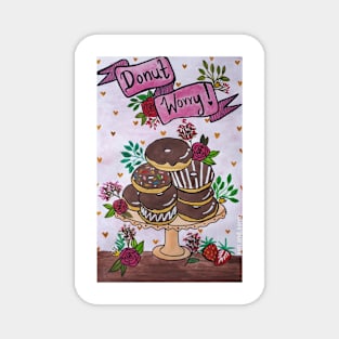 ' Donut worry ' floral chocolate donuts Magnet
