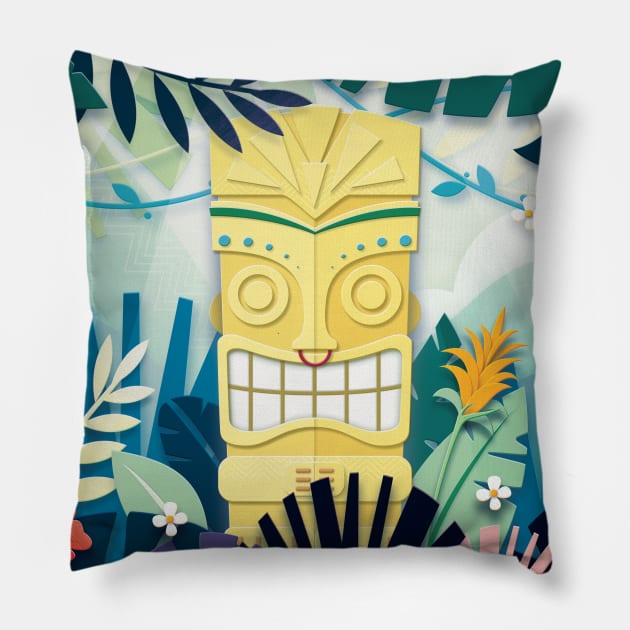 Tiki Statue Pillow by lanaxxart