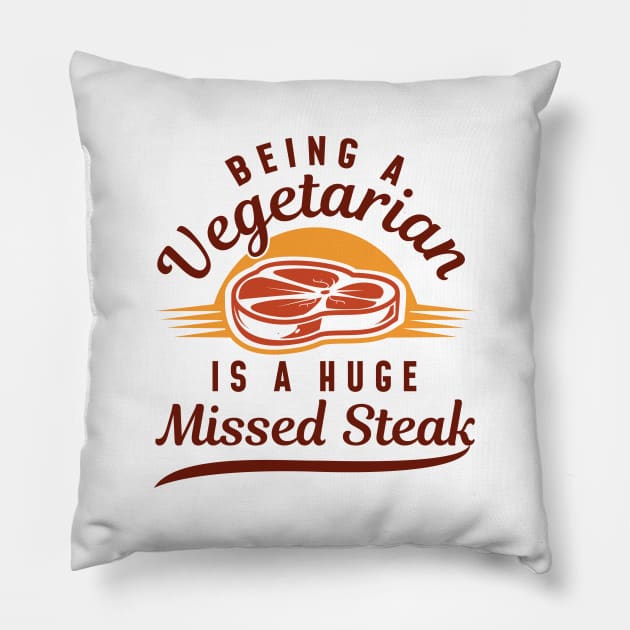 Missed Steak Pillow by LuckyFoxDesigns