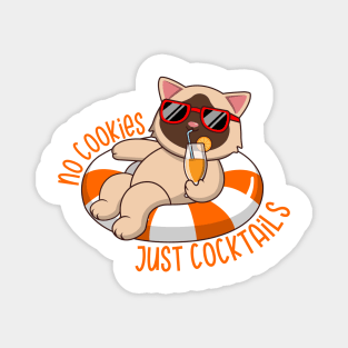 No Cookies Just Cocktails Funny Siamese Cat Magnet