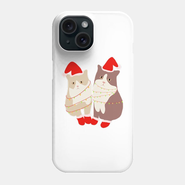 Christmas Kitten with Christmas Light Phone Case by PatternbyNOK