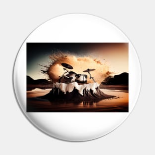 Drummer ArtWork With Water Splashing In The Desert Pin