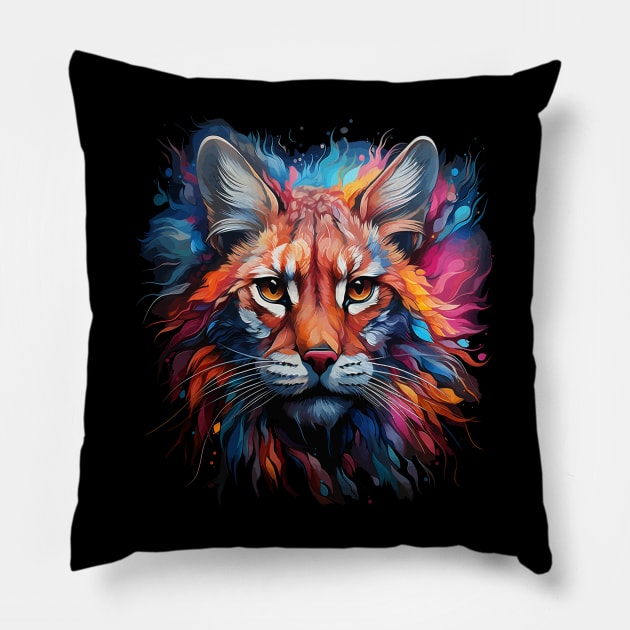 American Bobcat Rainbow Pillow by JH Mart