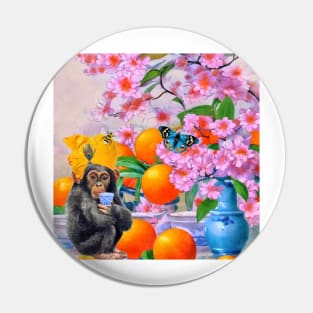 Chinoiserie monkey and oranges Pin