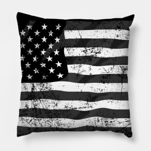 Black and white American flag Pillow