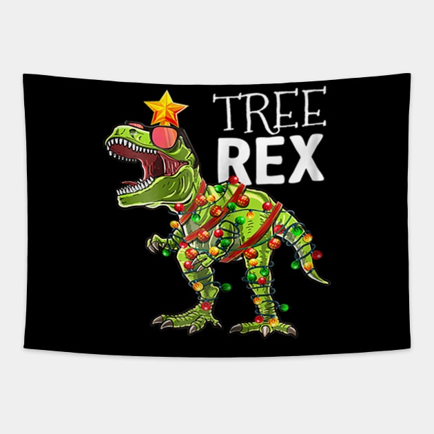 Tree Rex Christmas T Rex Dinosaur Christmas Gift Boys Tapestry by Barnard