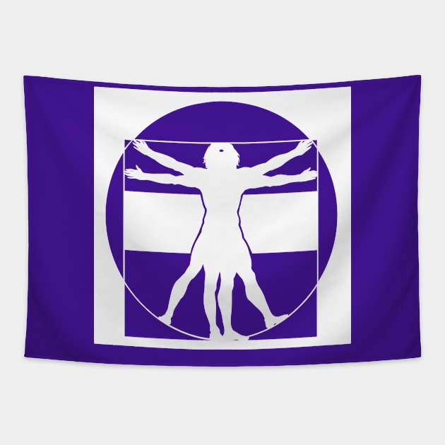 Vitruvian Man - Original Logo Banner Sigil - Light Design for Dark Backgrounds Tapestry by Indi Martin