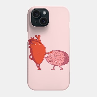 Head vs Heart // Funny Heart versus Brain Cartoon Phone Case