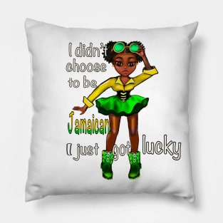 Cute Funny Lucky to be Jamaican girl. Jamaican brown skin black girl women cute funny Reggae Rasta Jamaica Pillow