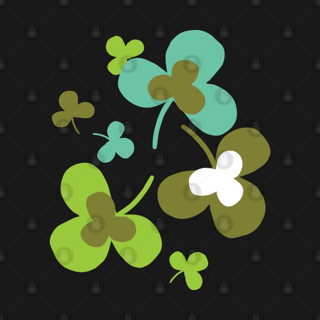 Happy Green Clover Leaves Silhouette Art II by FlinArt