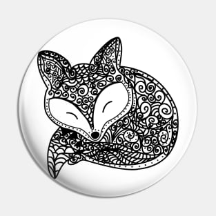 Black and White Mandala fox Pin