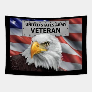 Patriotic United States Army Veteran American Eagle and Flag Art Tapestry