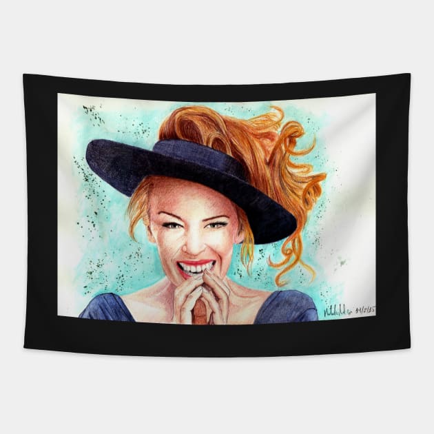 Kylie Minogue - lovely hat Tapestry by micheleamadesi