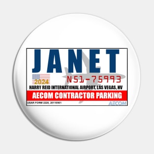 JANET Secret Government Airline Parking Permit Pin