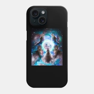 Cosmic Space Wolf Wolves Howling At Moon Phone Case