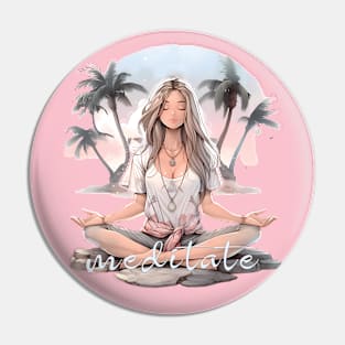 Meditate on the beach Pin