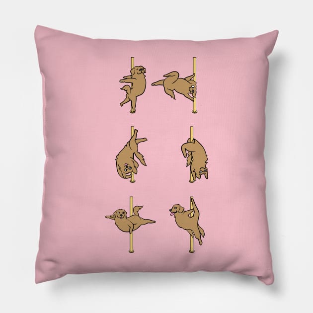 Golden Retriever Pole Dancing Club Pillow by huebucket