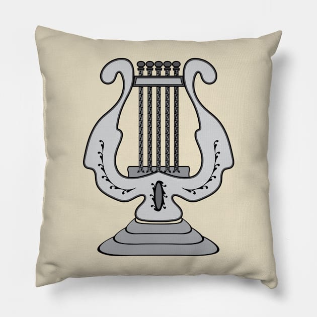 Masonic symbol of Lyre of the Organist for Blue Lodge Freemasonry Pillow by NxtArt