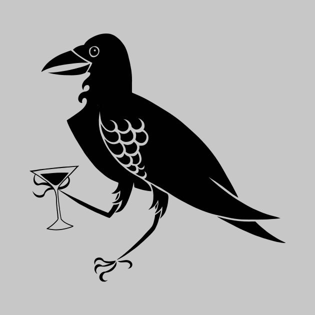 Raven Crow with Martini Glass goth witch by xenotransplant