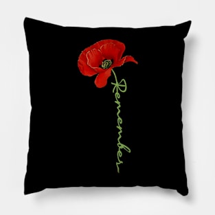 Patriotic Poppy Veterans and Memorial Day Pillow