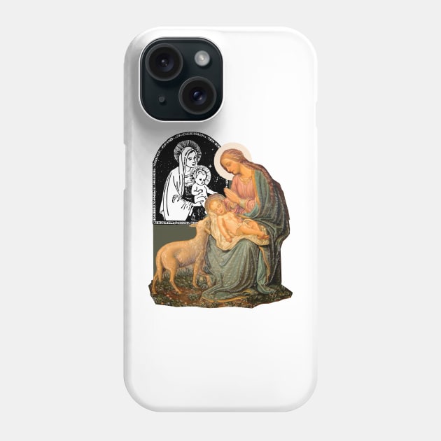 Santa Maria and the baby Jesus Christ with the little lamb Phone Case by Marccelus