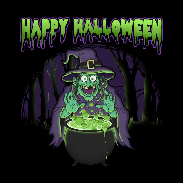 Scary Witch Happy Halloween Cauldron Potion by theperfectpresents