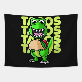 Dinosaur Tyrannosaurus Taco Kawaii Neko Anime Mexican food design Tapestry