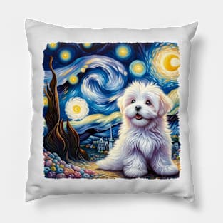 Starry Coton de Tulear Portrait - Dog Portrait Pillow