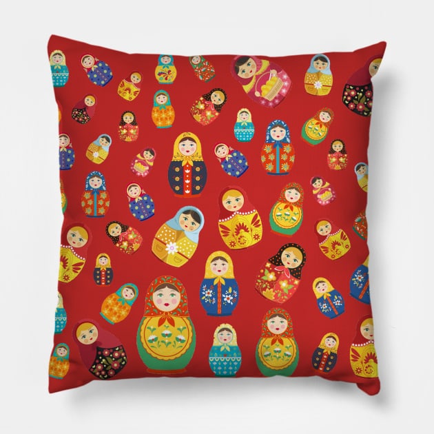 Matryoshka Dolls Pillow by doniainart