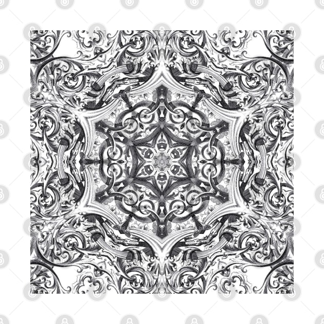 kaleidoscope bohemian chic sketch swirls black white mandala by Tina