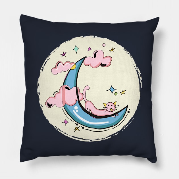 Moon and Cat Pillow by herubintang