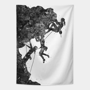 Climber friendship black and white Tapestry