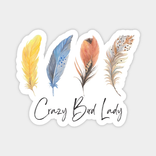 Crazy Bird Lady - Bird feathers Magnet by Ivanapcm