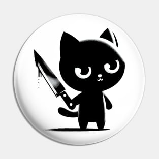 Black cat with knife Pin