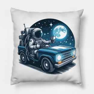 Astronaut Driving A Car Pillow