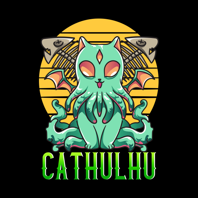 Kawaii Cathulhu Cute Cat Cthulhu Pun Kitty Kraken by theperfectpresents