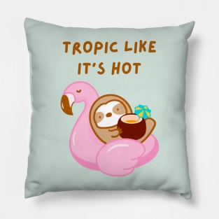 Tropic Like It’s Hot Flamingo Float Coconut Drink Sloth Pillow