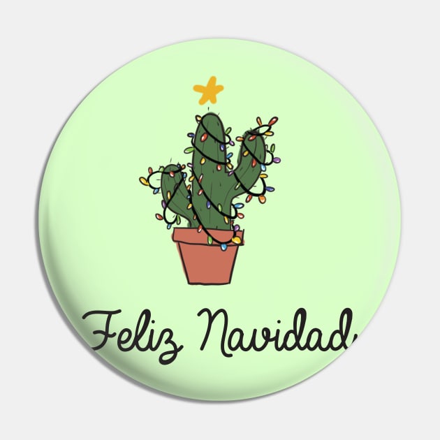 Feliz Navidad Christmas Cactus Pin by CloudWalkerDesigns