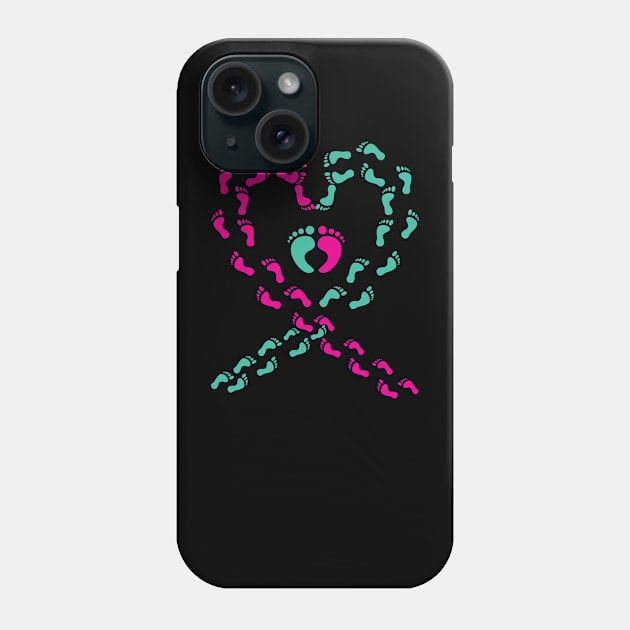 CANCER RIBBON FOOTPRINT Phone Case by Diannas