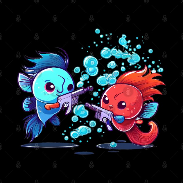 TWO COOL BETTA FISH FIGHTING by aiartify