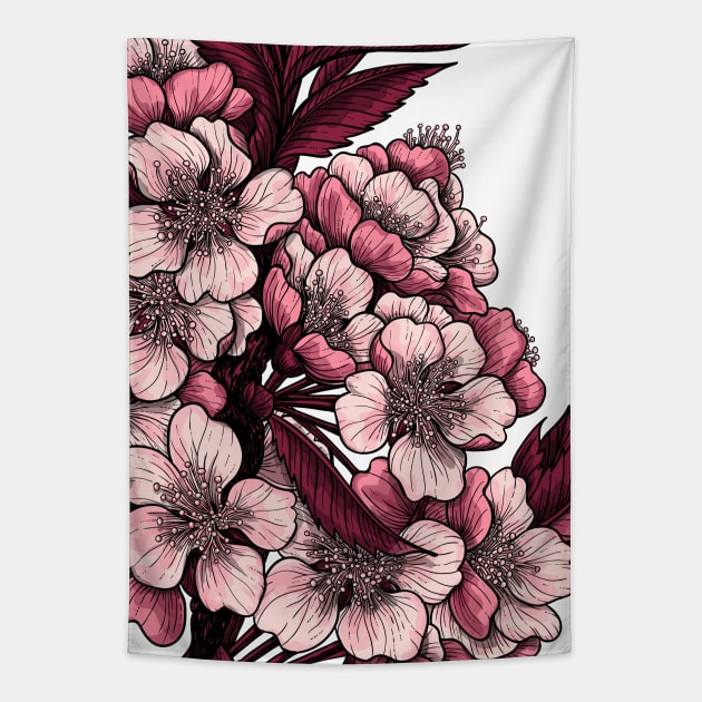 Cherry blossom branch Tapestry by katerinamk