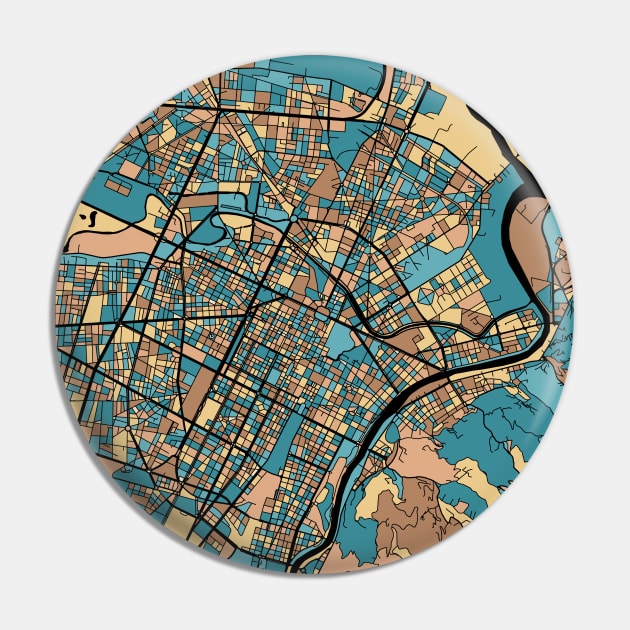 Turin Map Pattern in Mid Century Pastel Pin by PatternMaps