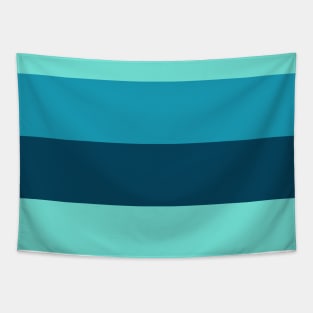 A solitary pattern of Water, Tiffany Blue, Blue-Green and Marine Blue stripes. Tapestry