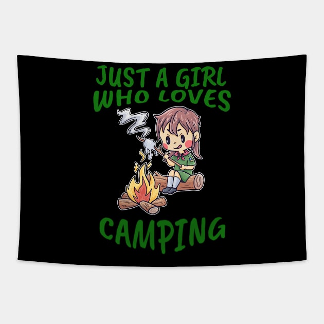 Camping love nature tent woman Tapestry by fansinn