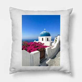 Church with Blue Dome, Santorini Pillow