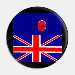 Sporty UK Design on Black Background Pin