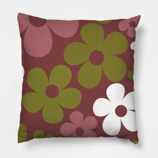 Hippie Floral Light Purple Green Pastel Flower Seamless Pattern Pillow