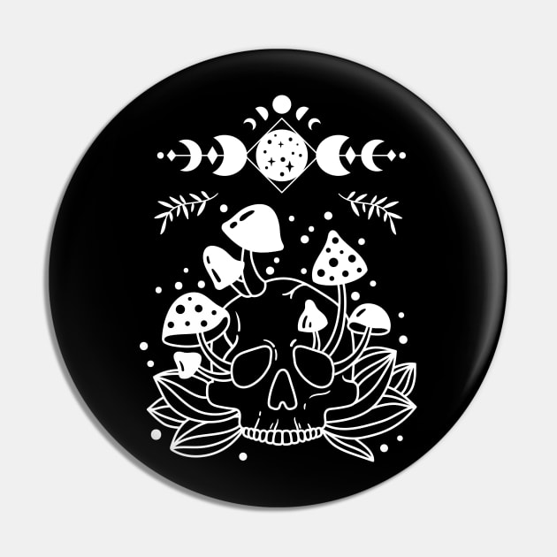 Aesthetic Halloween Skull Lover Moon Creepy Witchy Pin by jodotodesign