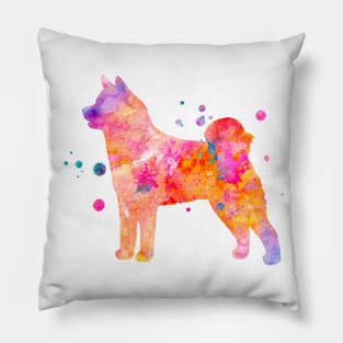 Akita Inu Dog Watercolor Painting - Orange Pillow